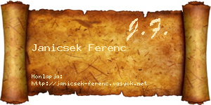 Janicsek Ferenc névjegykártya